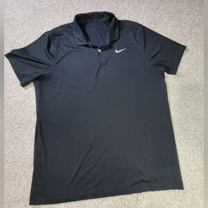 NIKE DRI FIT POLO SZ XL BLACK GOLF SHIRT PREPPY CASUAL POLYESTER MENS